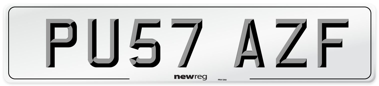 PU57 AZF Number Plate from New Reg